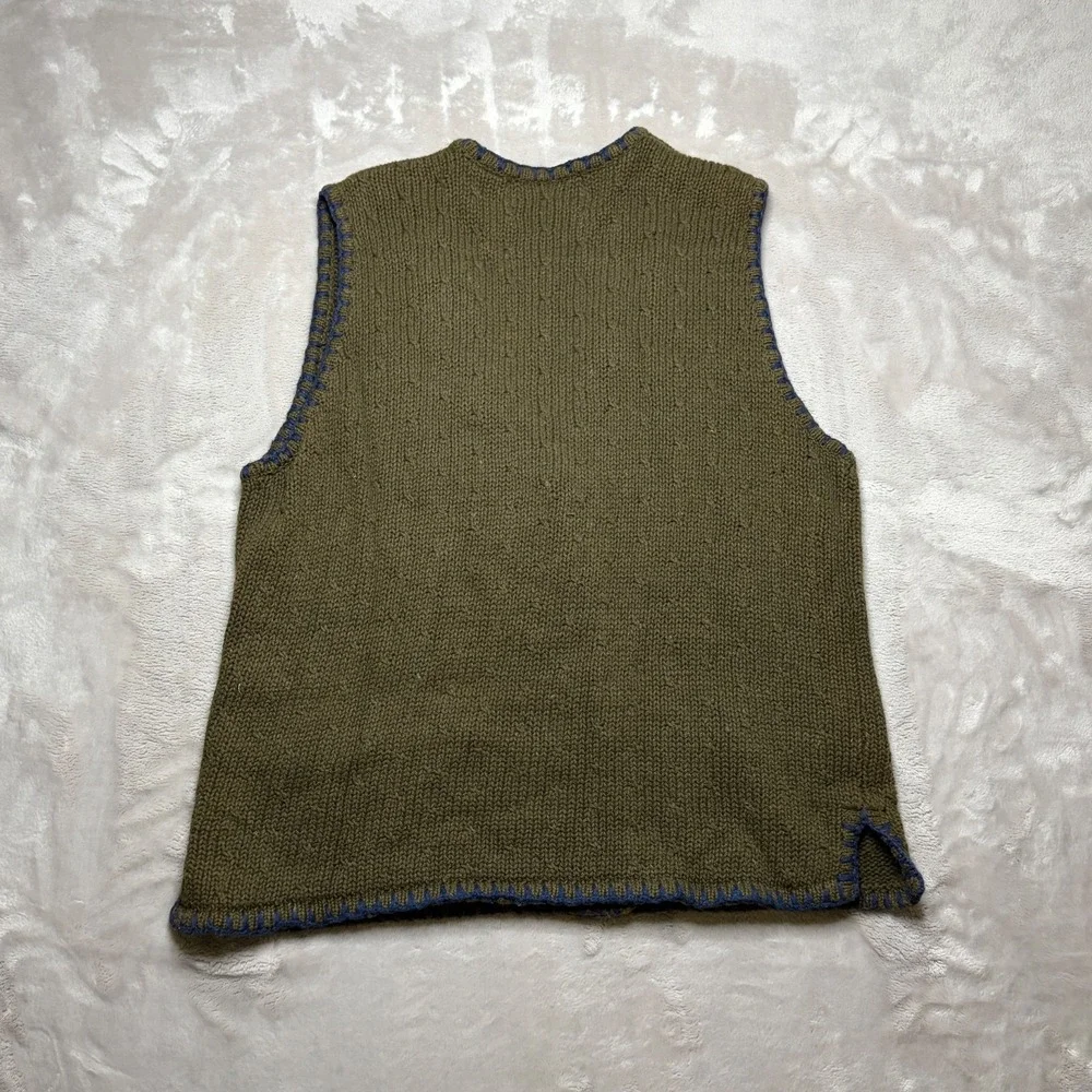 Vtg Portraits By Northern Isles Hand Embroidered Sweater Vest Womens S/M Green